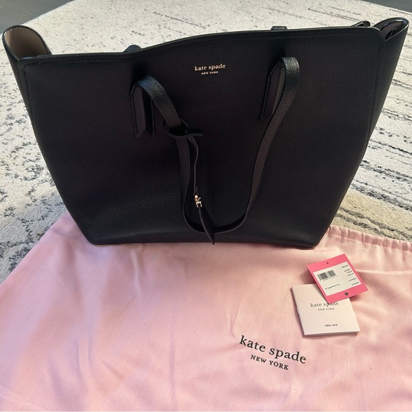 Kate Spade ♠️ Black Leather Large Tote Bag - Picture 2 of 7